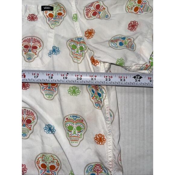 Vans Shirt Mens Large White Multicolor Skulls Dia De Los Muertos Cotton Skater - Picture 7 of 13